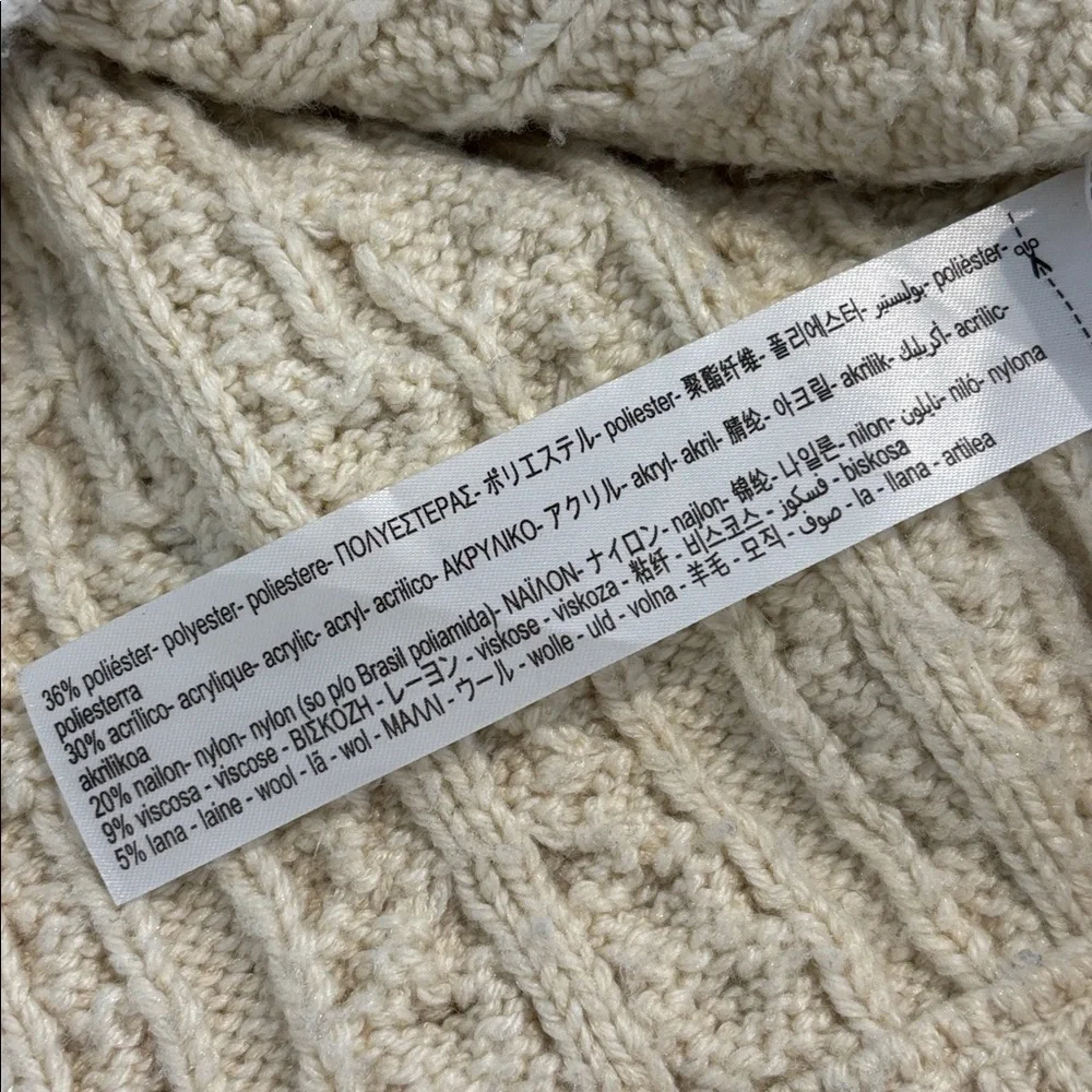 ZARA cable knit sweater When Harry Met Sally style ecru cream medium oversized - Picture 7 of 15